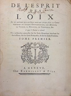 Montesquieu L'esprit des Lois